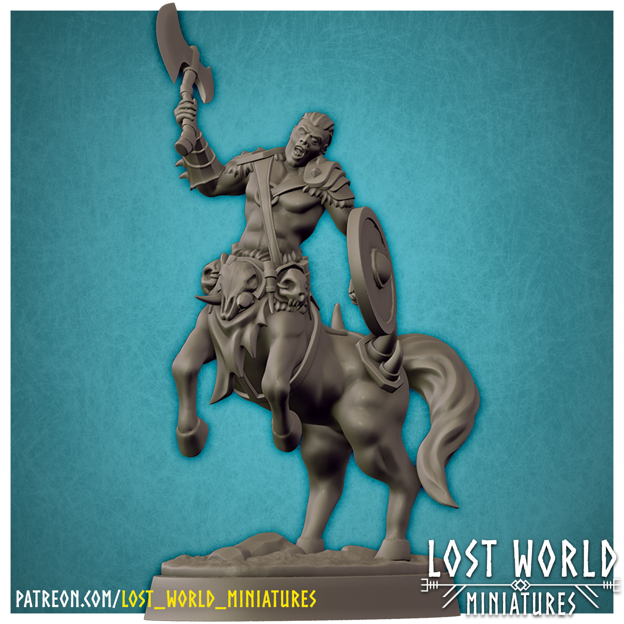 Centaur Miniature Supported- Pose B - 3D Printable 3D print model_4