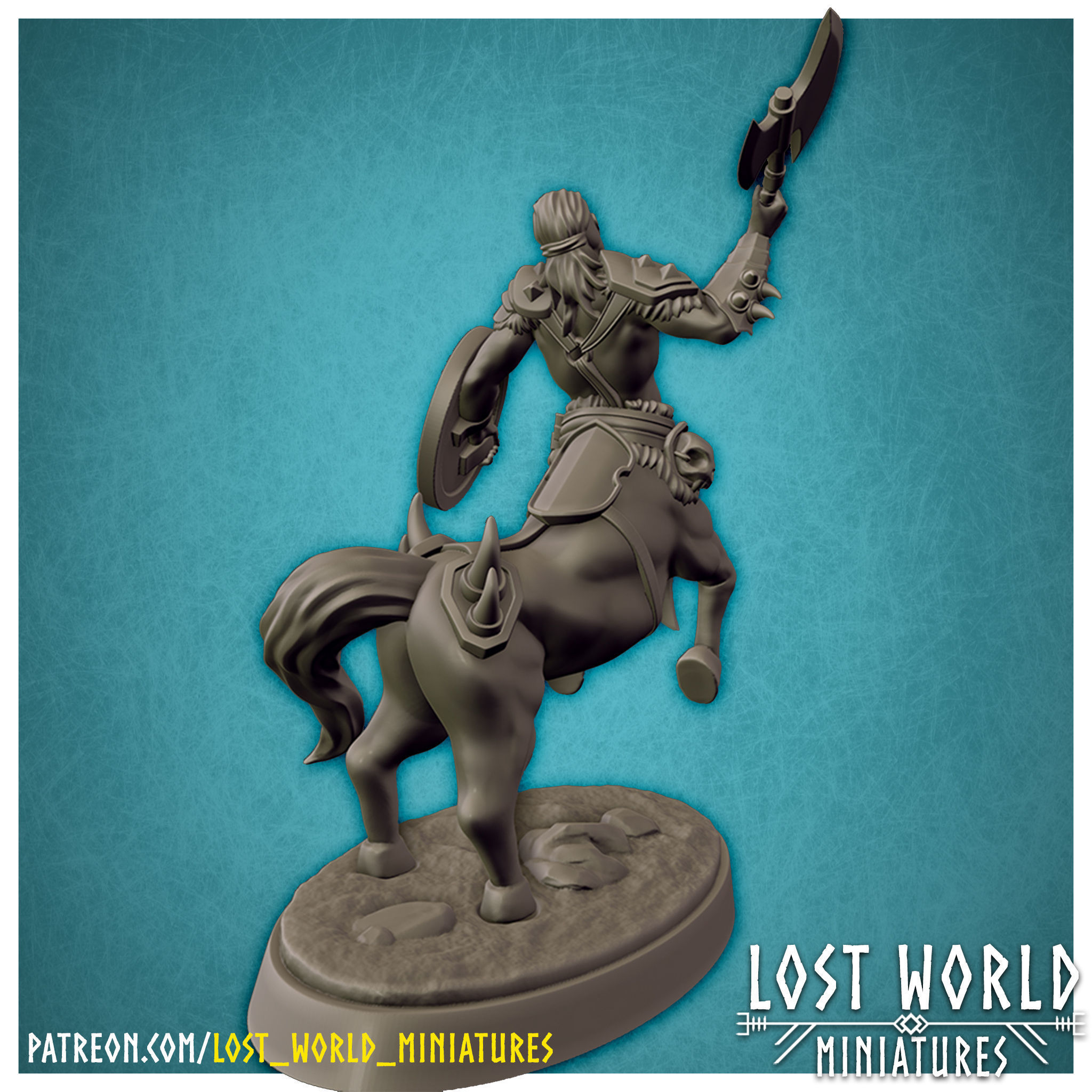 Centaur Miniature Supported- Pose B - 3D Printable 3D print model_3