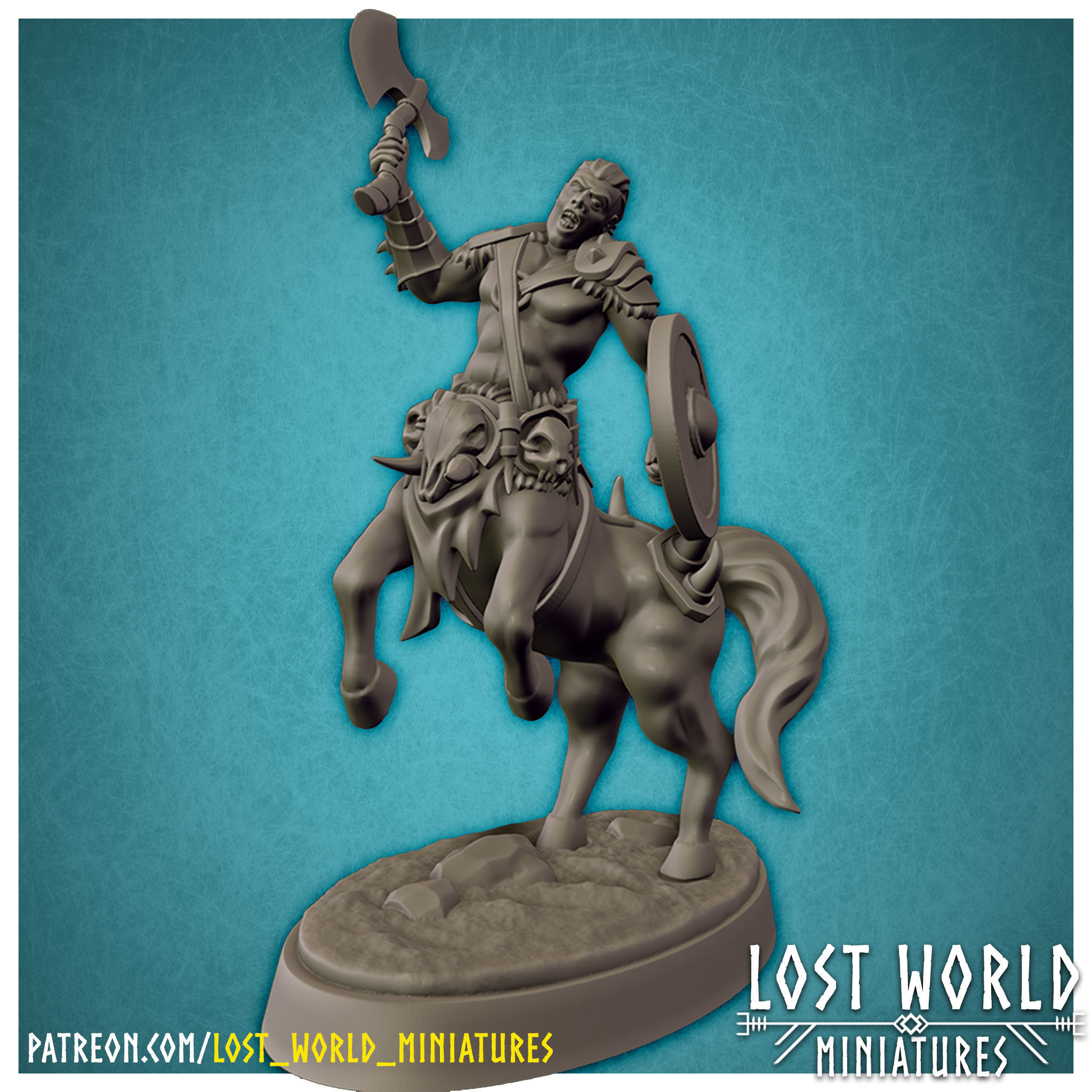 Centaur Miniature Supported- Pose B - 3D Printable 3D print model_2