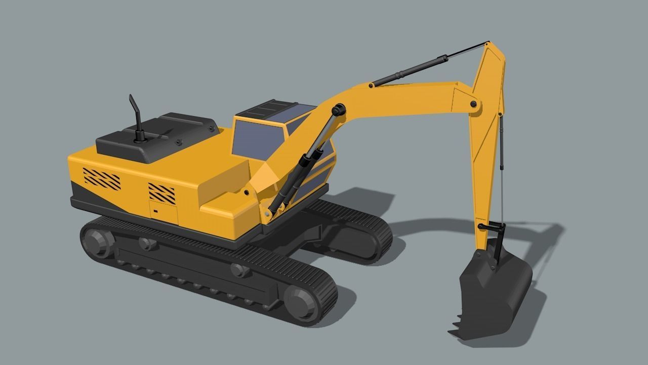 set of construction machines Low-poly 3D model_28
