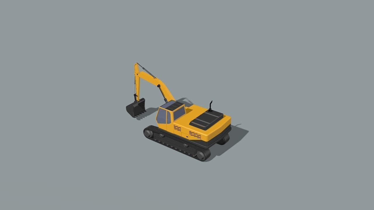 set of construction machines Low-poly 3D model_14