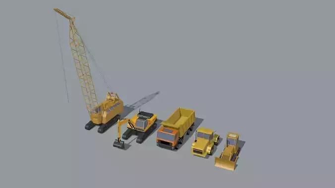 set of construction machines