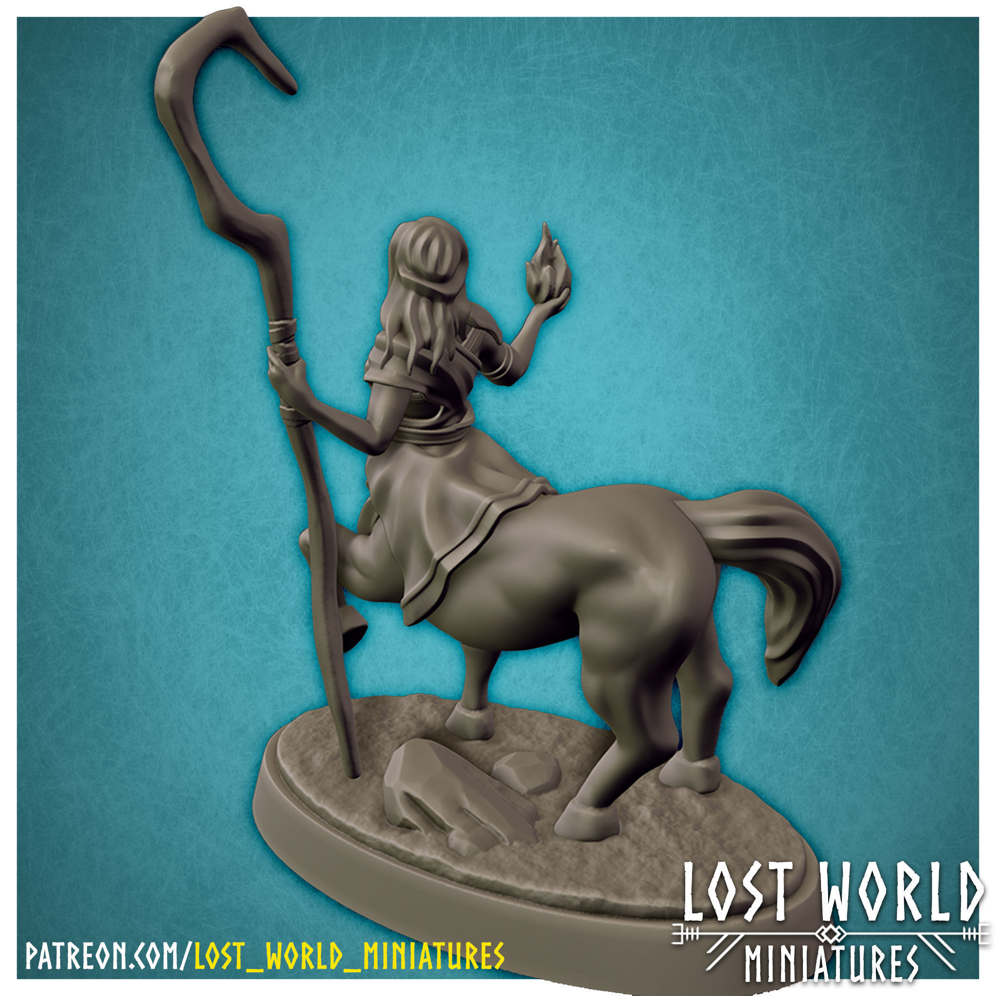 Centaur Miniature Supported- Pose E - 3D Printable - 3D print model_3