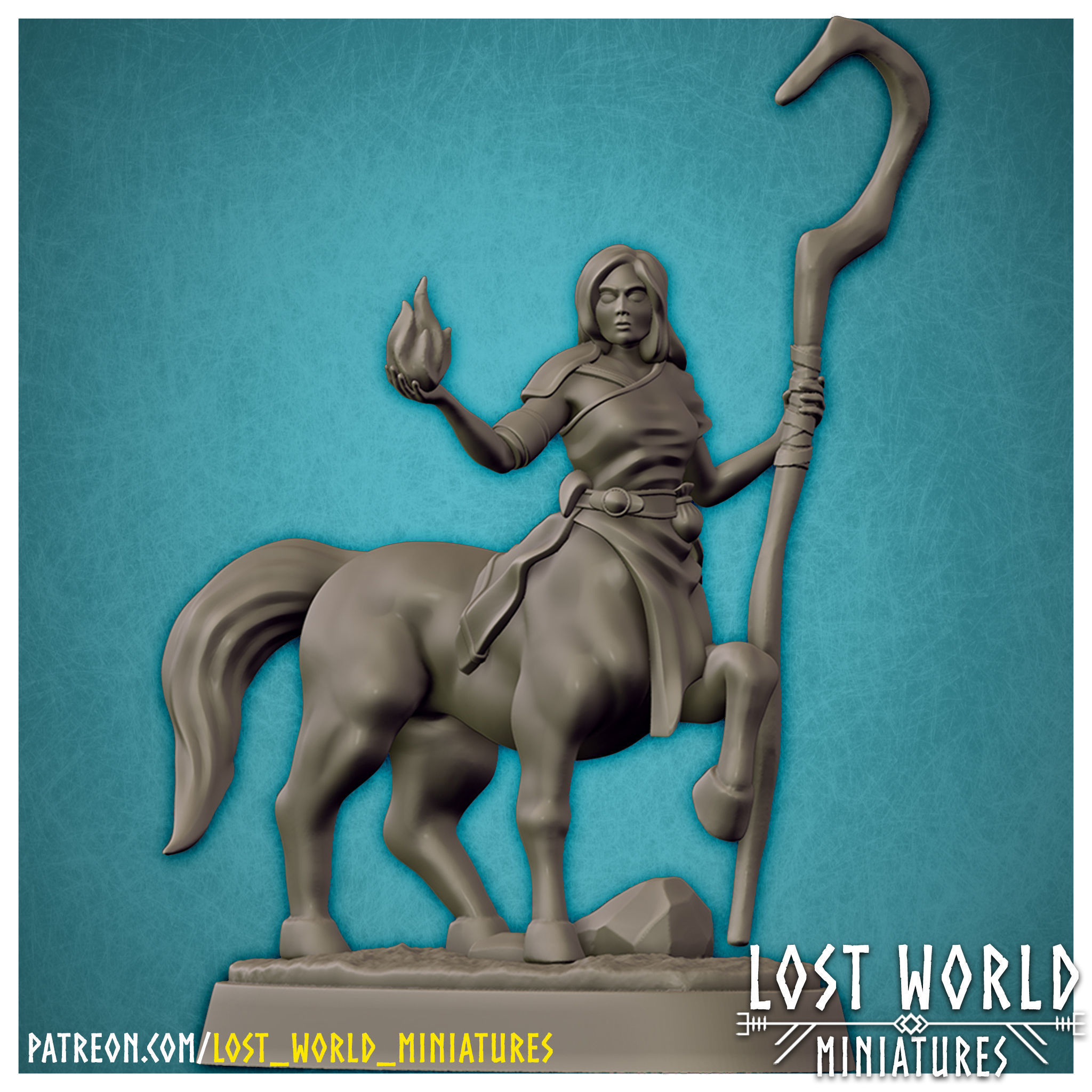 Centaur Miniature Supported- Pose E - 3D Printable - 3D print model_2