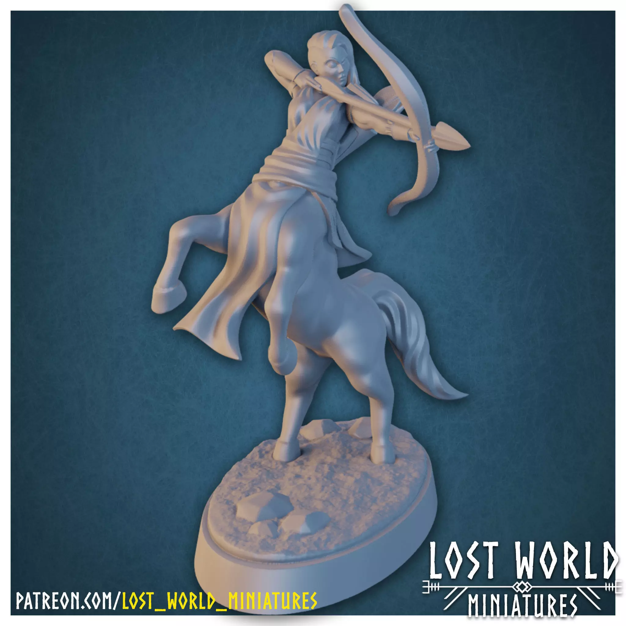 Centaur Miniature Supported- Pose F - 3D Printable - 3D print model_0