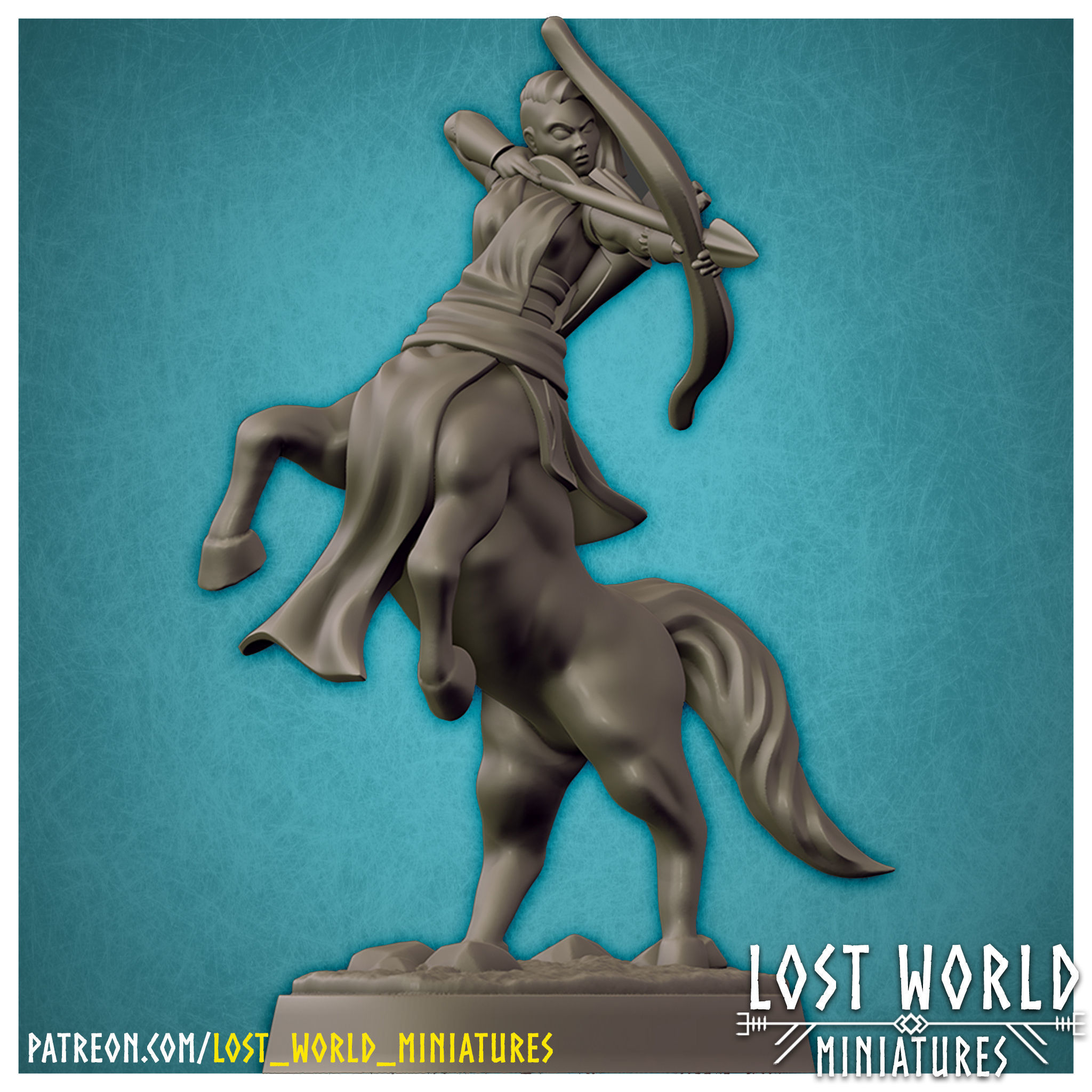 Centaur Miniature Supported- Pose F - 3D Printable - 3D print model_2