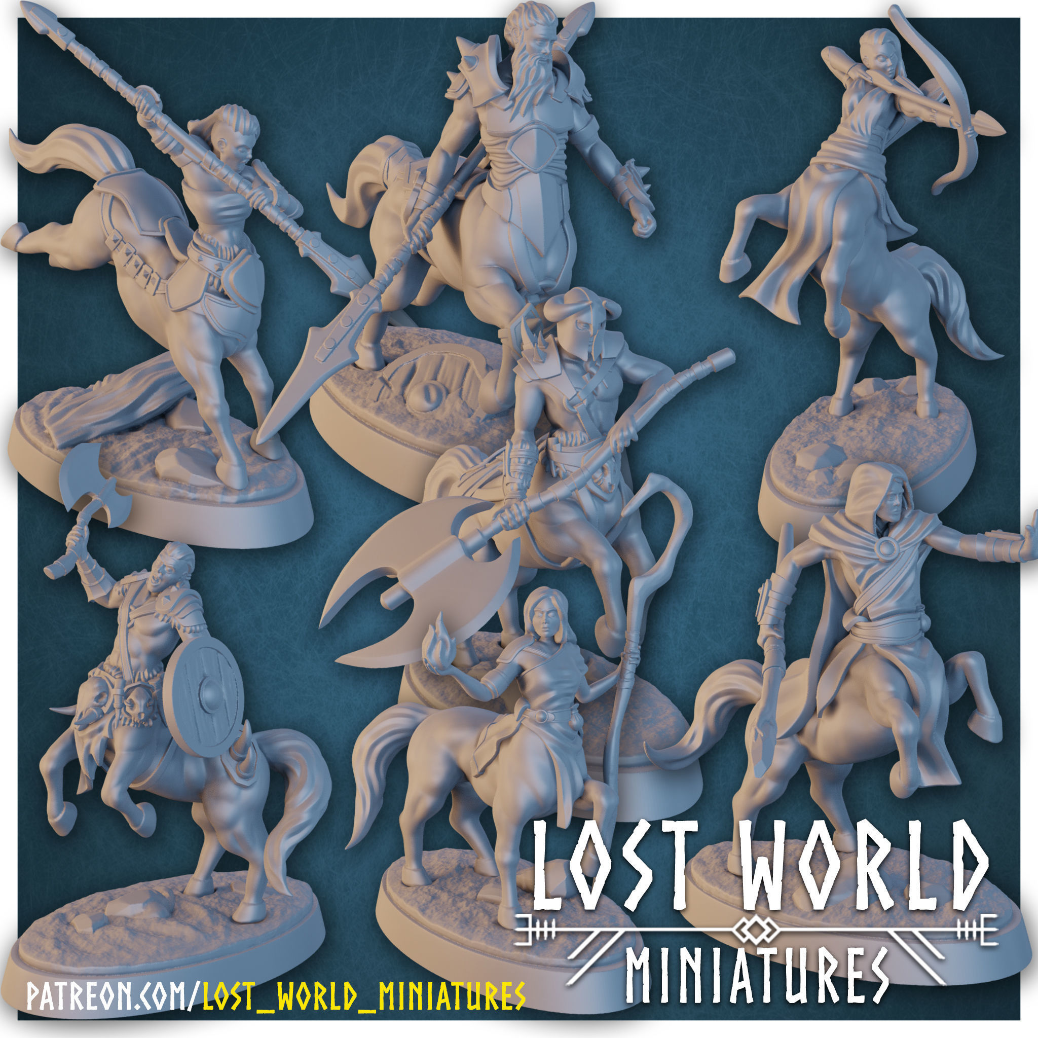 Centaur Miniature Supported- Pose F - 3D Printable - 3D print model_6