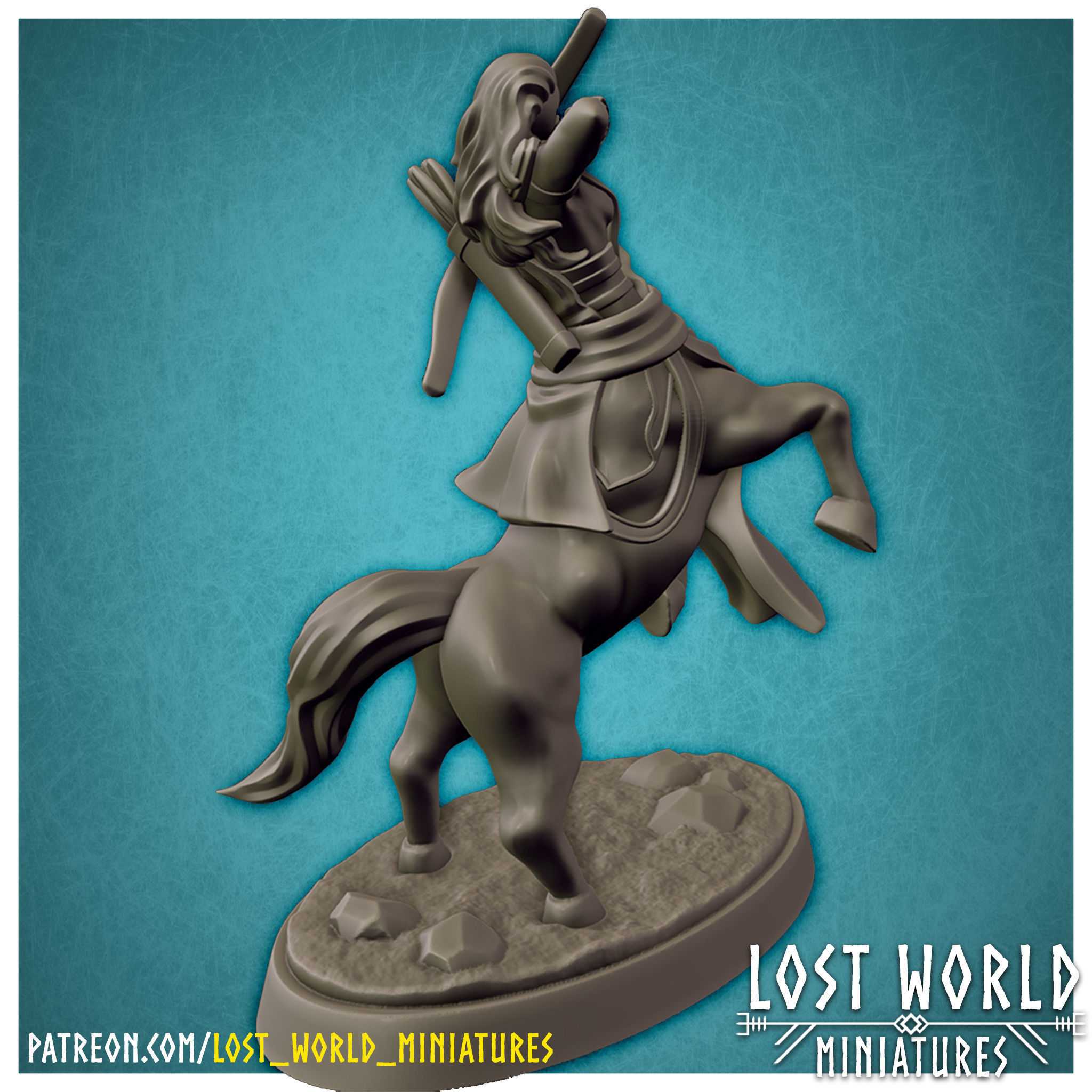 Centaur Miniature Supported- Pose F - 3D Printable - 3D print model_4