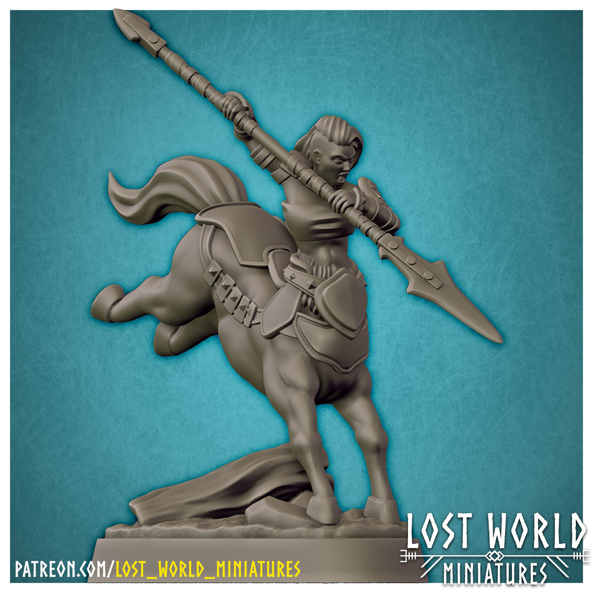 Centaur Miniature Supported- Pose G - 3D Printable - 3D print model_2