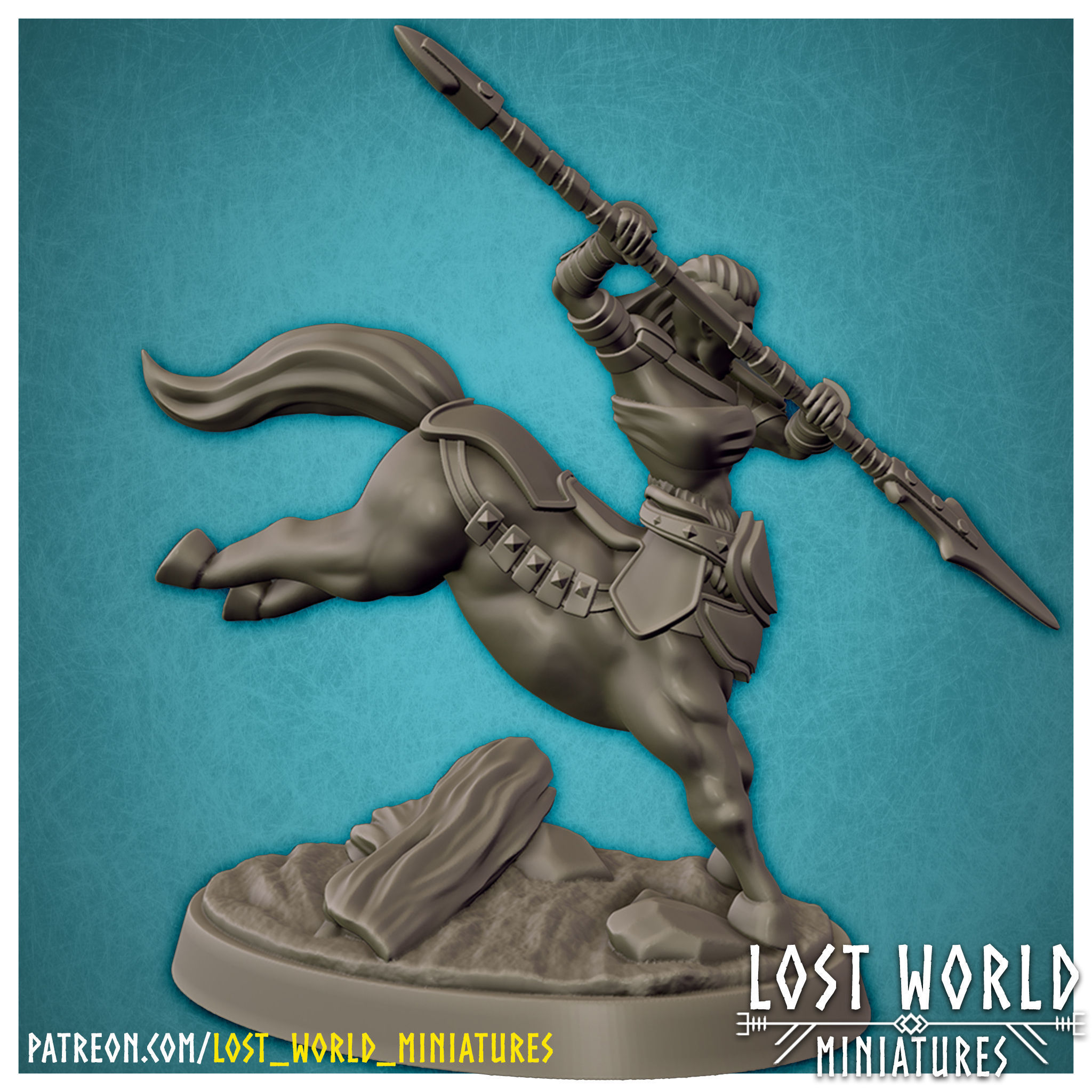 Centaur Miniature Supported- Pose G - 3D Printable - 3D print model_4