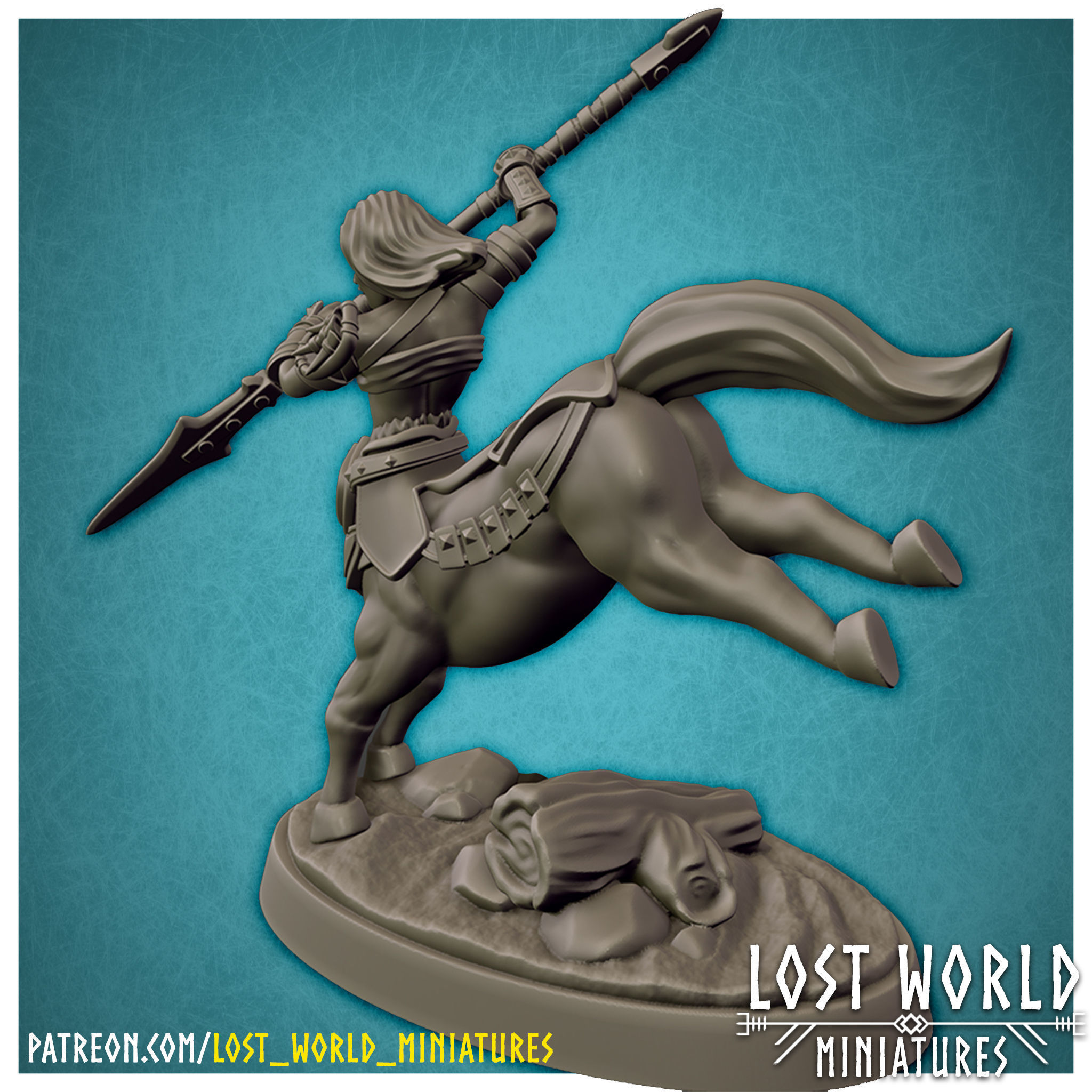 Centaur Miniature Supported- Pose G - 3D Printable - 3D print model_3