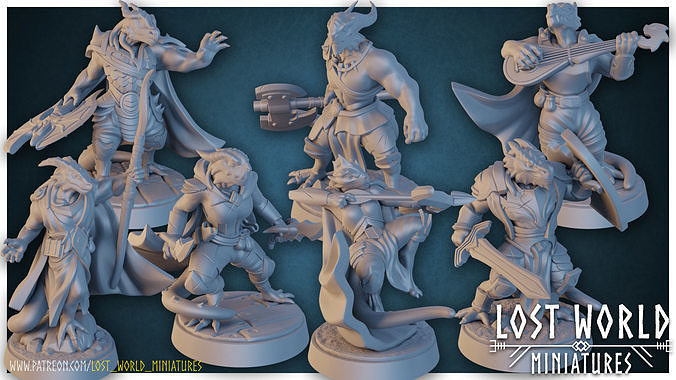 Dragonborn Miniatures set Supported- 3D Printable - 3D print model