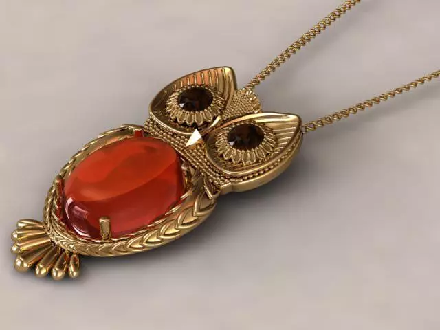 Opal Owl pendant 3D print model_0