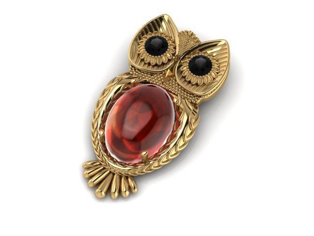 Opal Owl pendant 3D print model_20