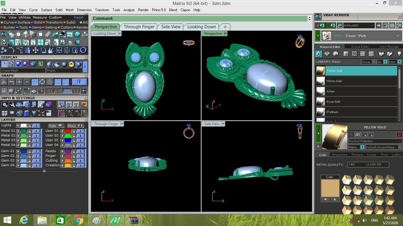 Opal Owl pendant 3D print model_3