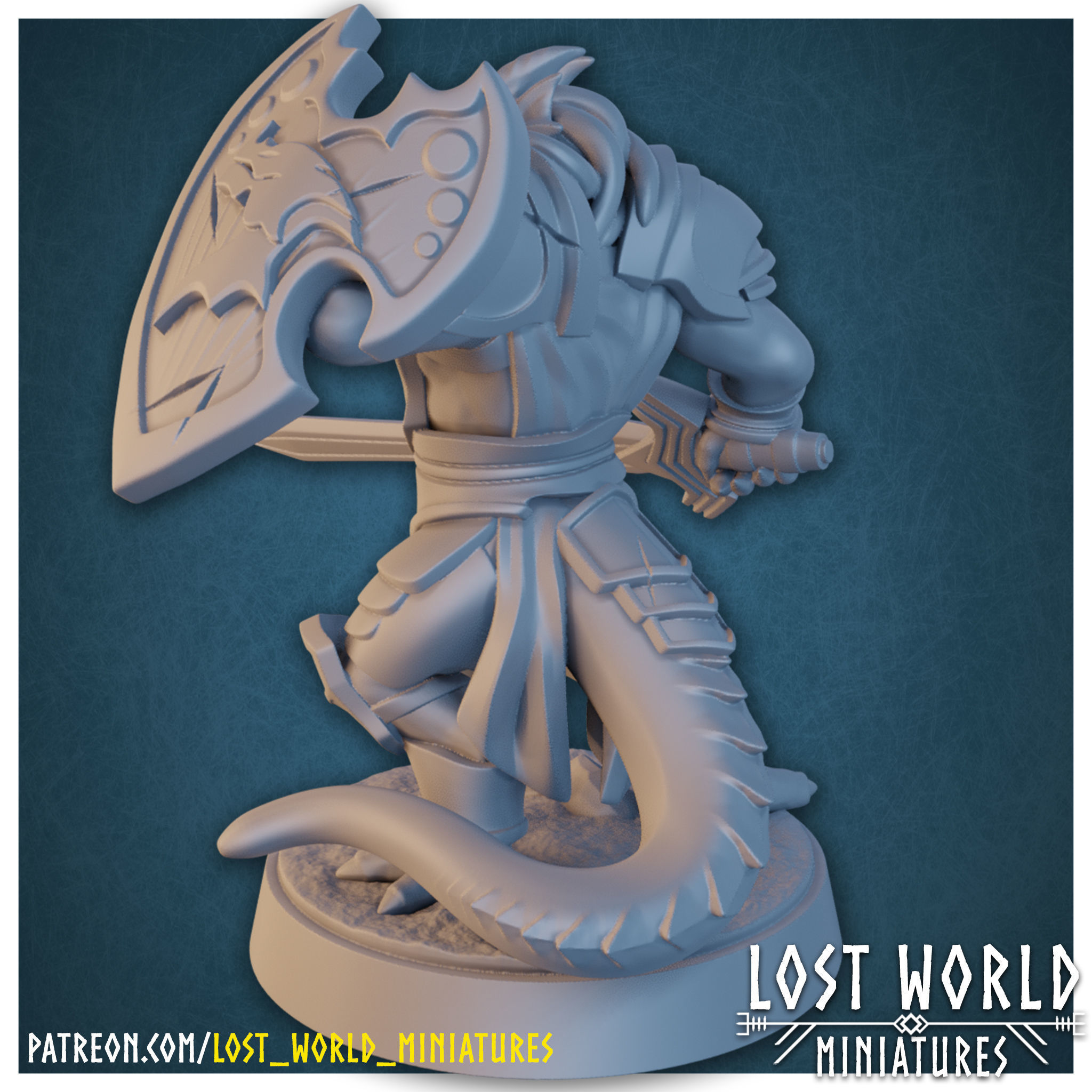 Dragonborn Paladin Miniature Supported- 3D Printable - 3D print model_2