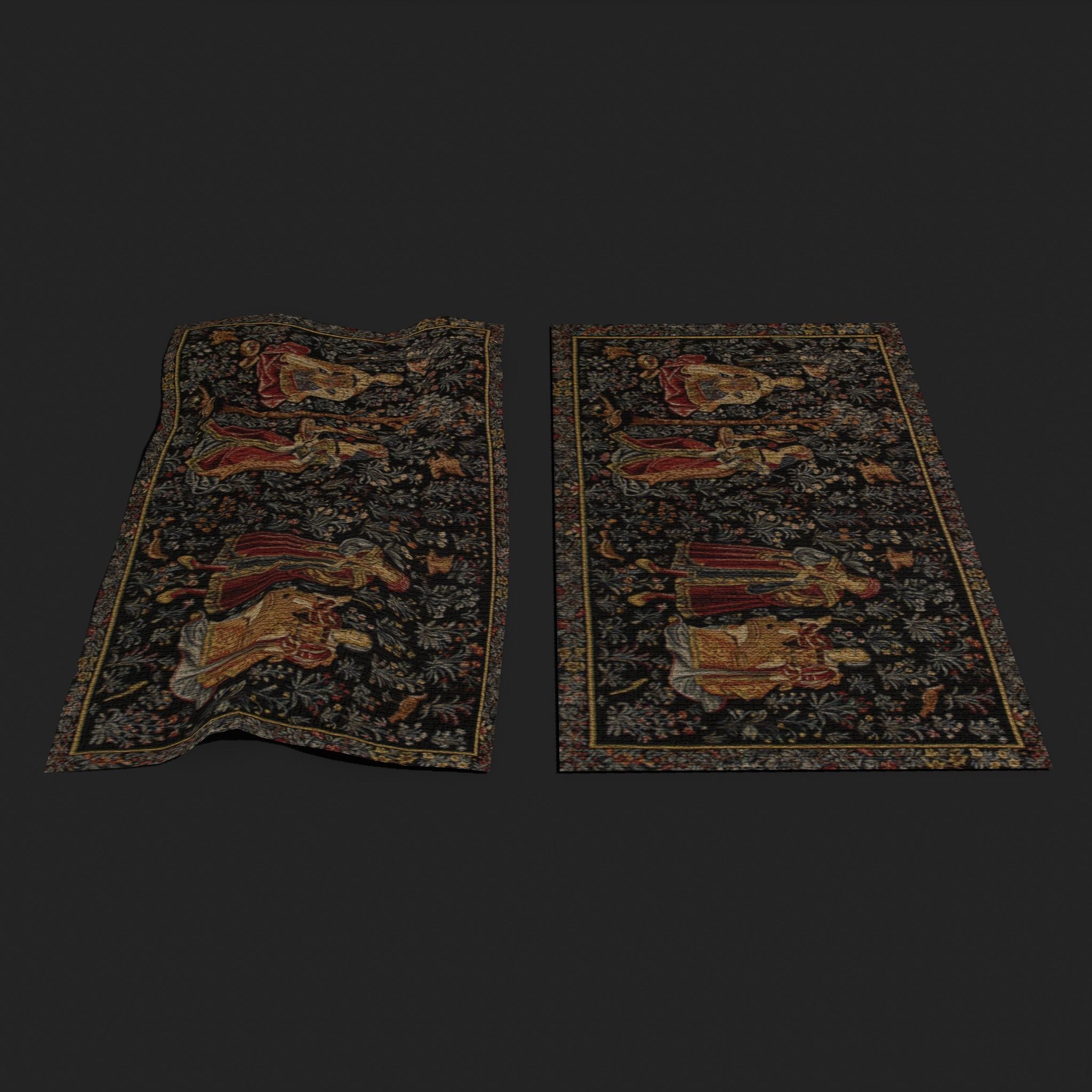 Embroidery Tapestry Low-poly 3D model_7