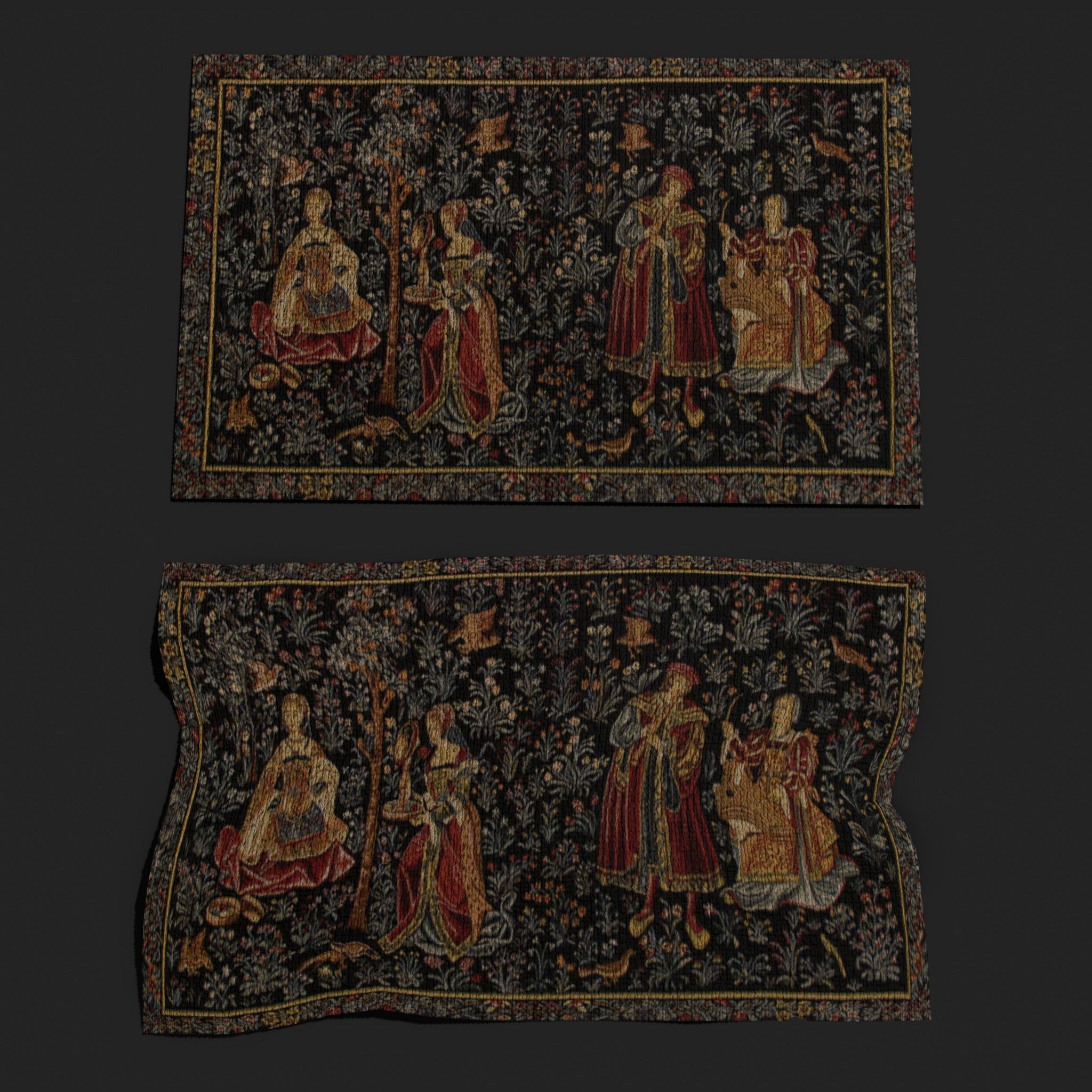 Embroidery Tapestry Low-poly 3D model_6