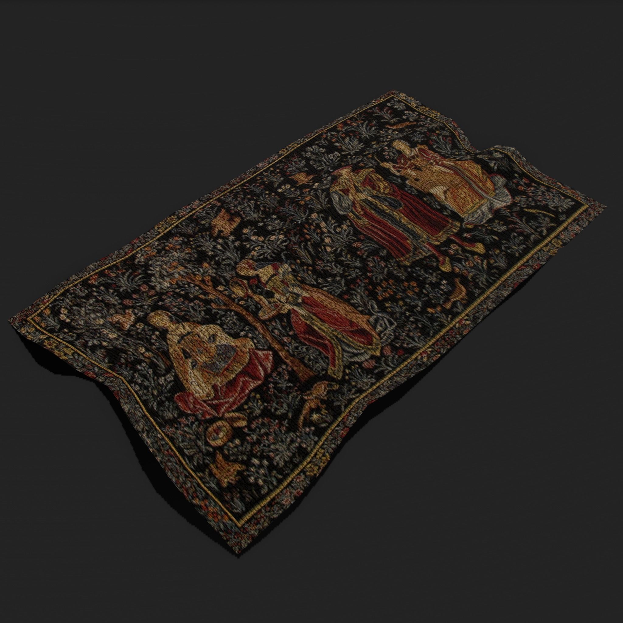 Embroidery Tapestry Low-poly 3D model_4
