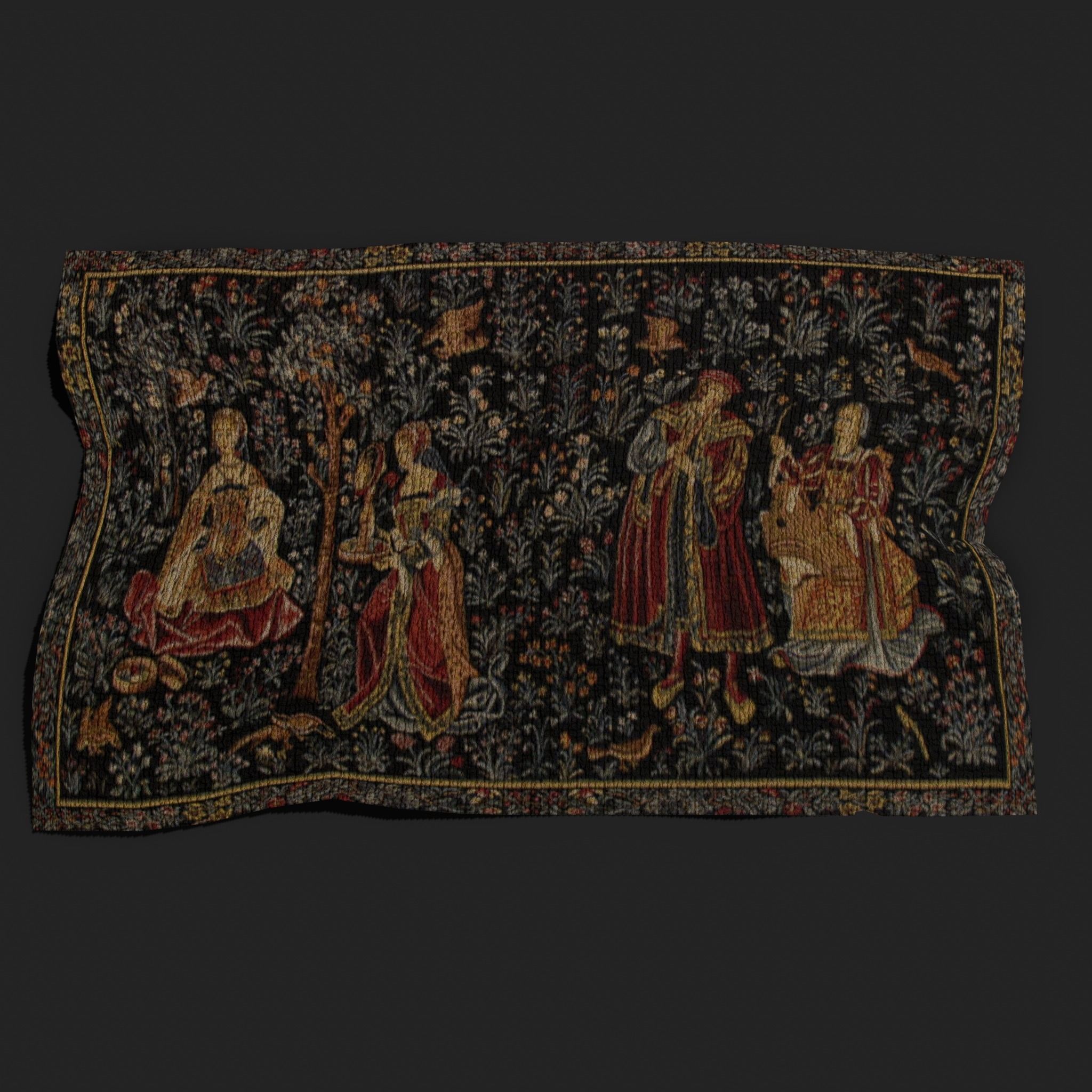 Embroidery Tapestry Low-poly 3D model_5