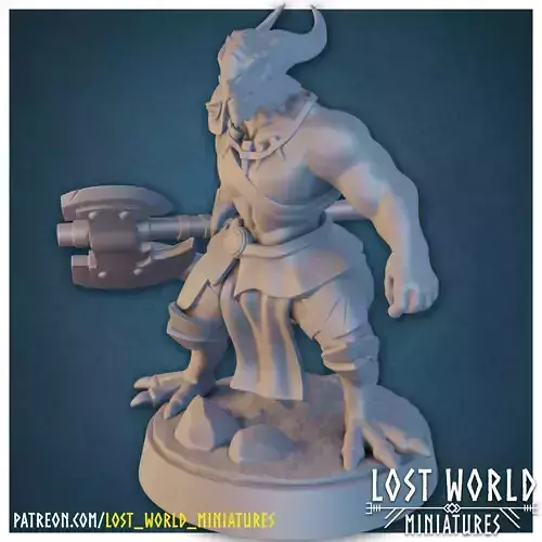 Dragonborn Barbarian Miniature Supported- 3D Printable -