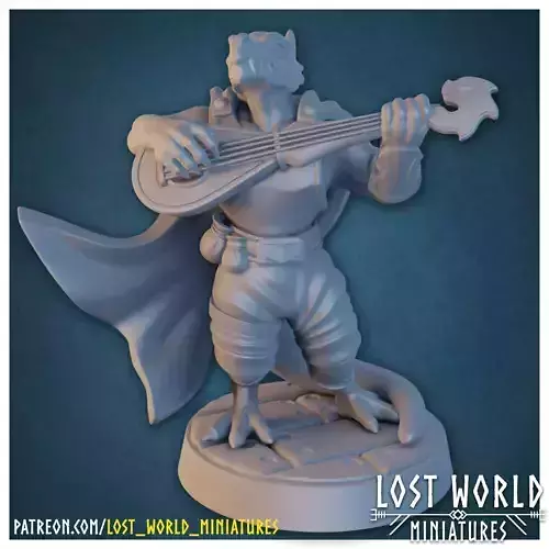 Dragonborn Bard Miniature Supported- 3D Printable - 3D print model