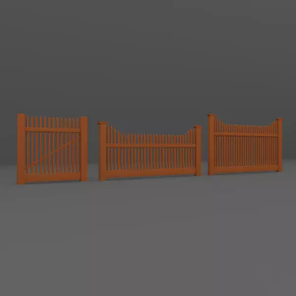 Wood Fence Low-poly 3D model