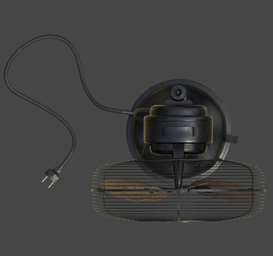 Old table electric fan in vintage style 3D model_4
