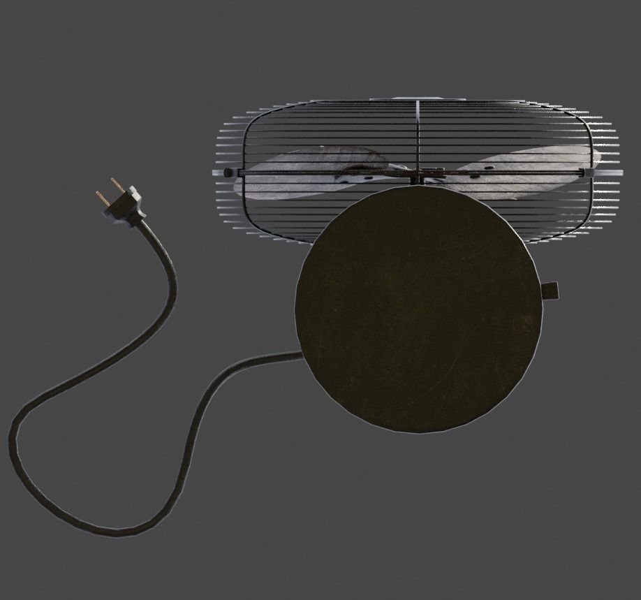 Old table electric fan in vintage style 3D model_5