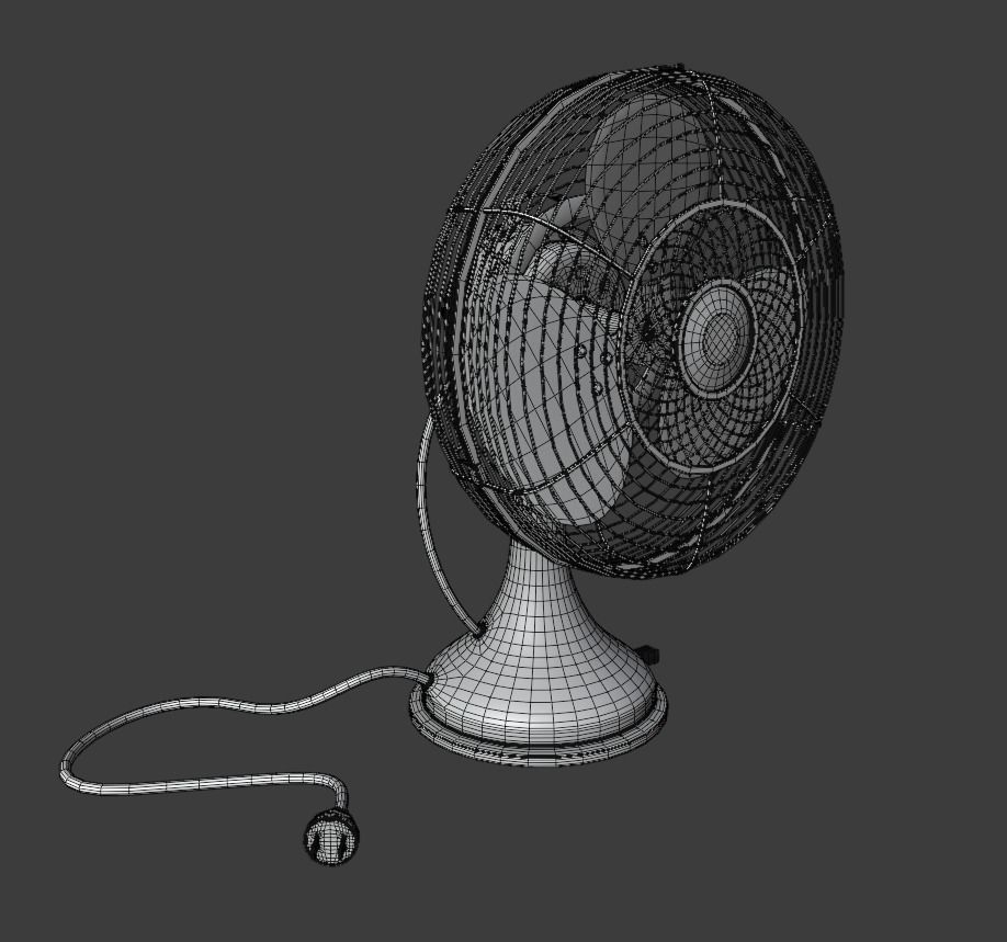 Old table electric fan in vintage style 3D model_18