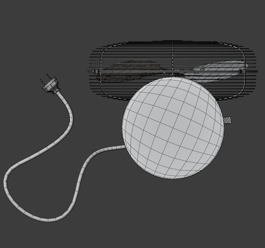 Old table electric fan in vintage style 3D model_17