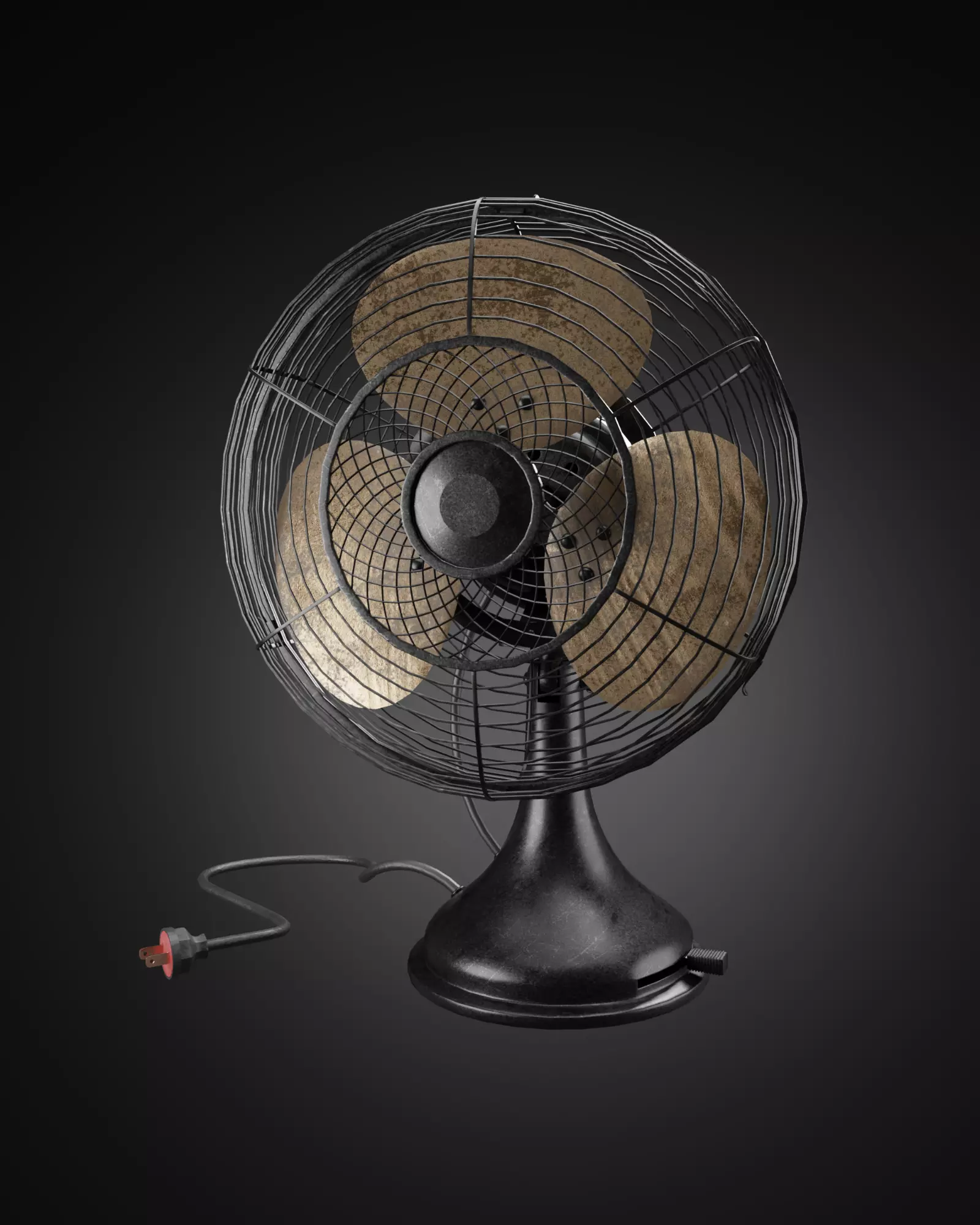 Old table electric fan in vintage style 3D model_0