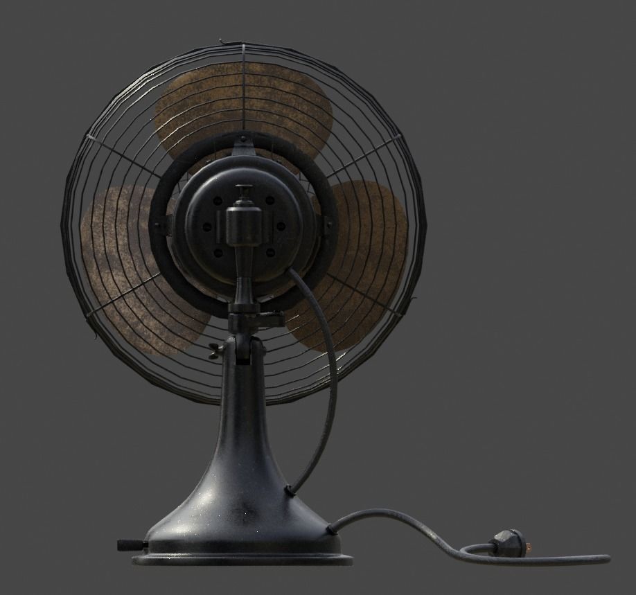 Old table electric fan in vintage style 3D model_3