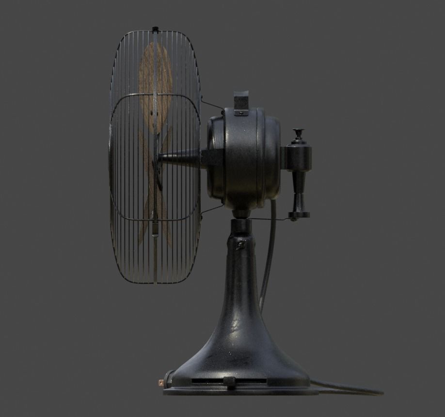Old table electric fan in vintage style 3D model_2