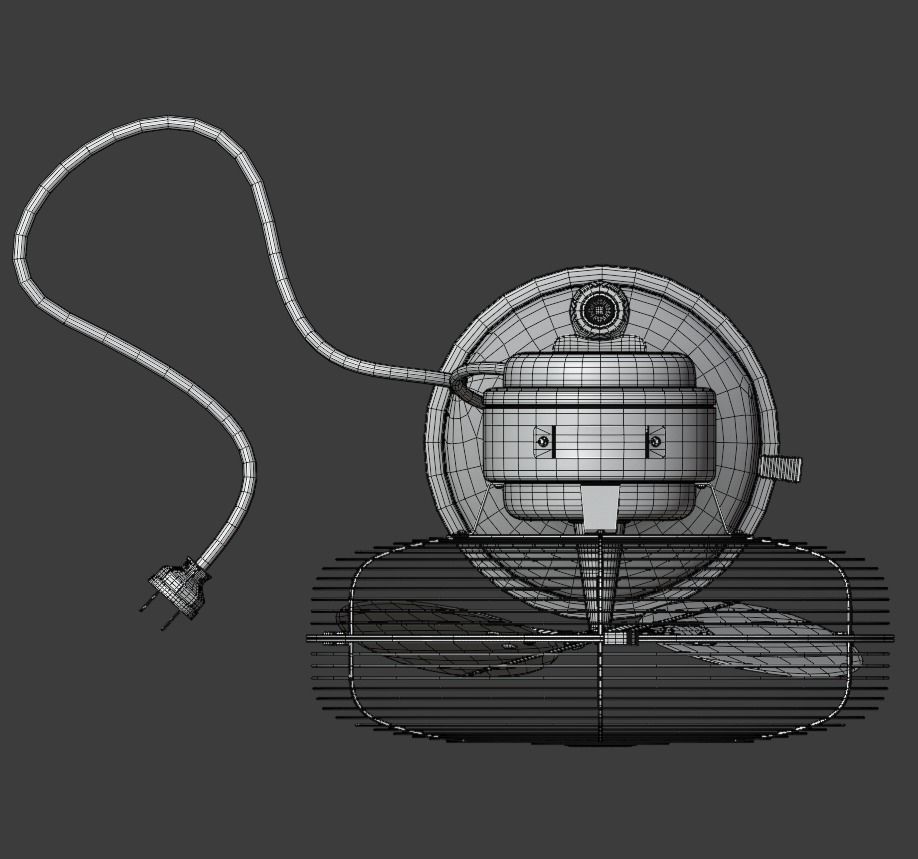 Old table electric fan in vintage style 3D model_16