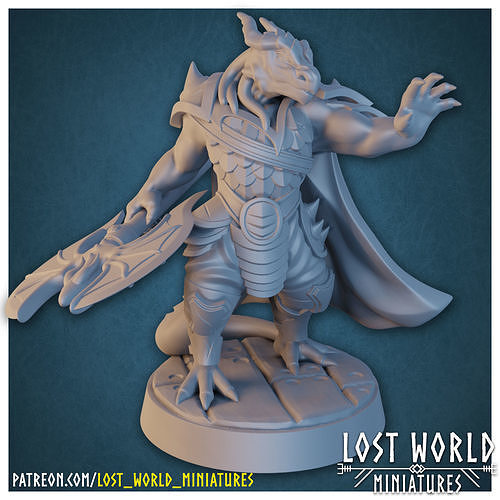 Dragonborn Hexblade Warlock Miniature Supported- 3D Printable - 3D print model