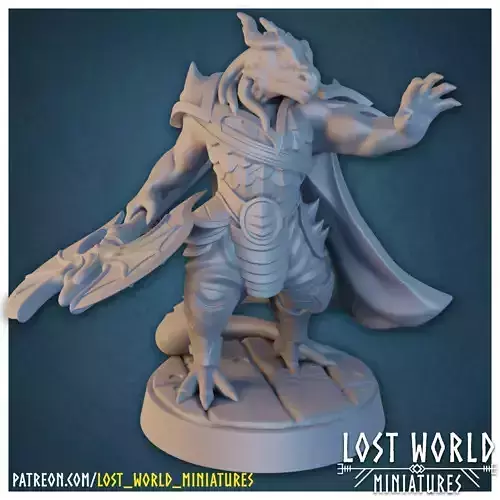 Dragonborn Hexblade Warlock Miniature Supported- 3D Printable -