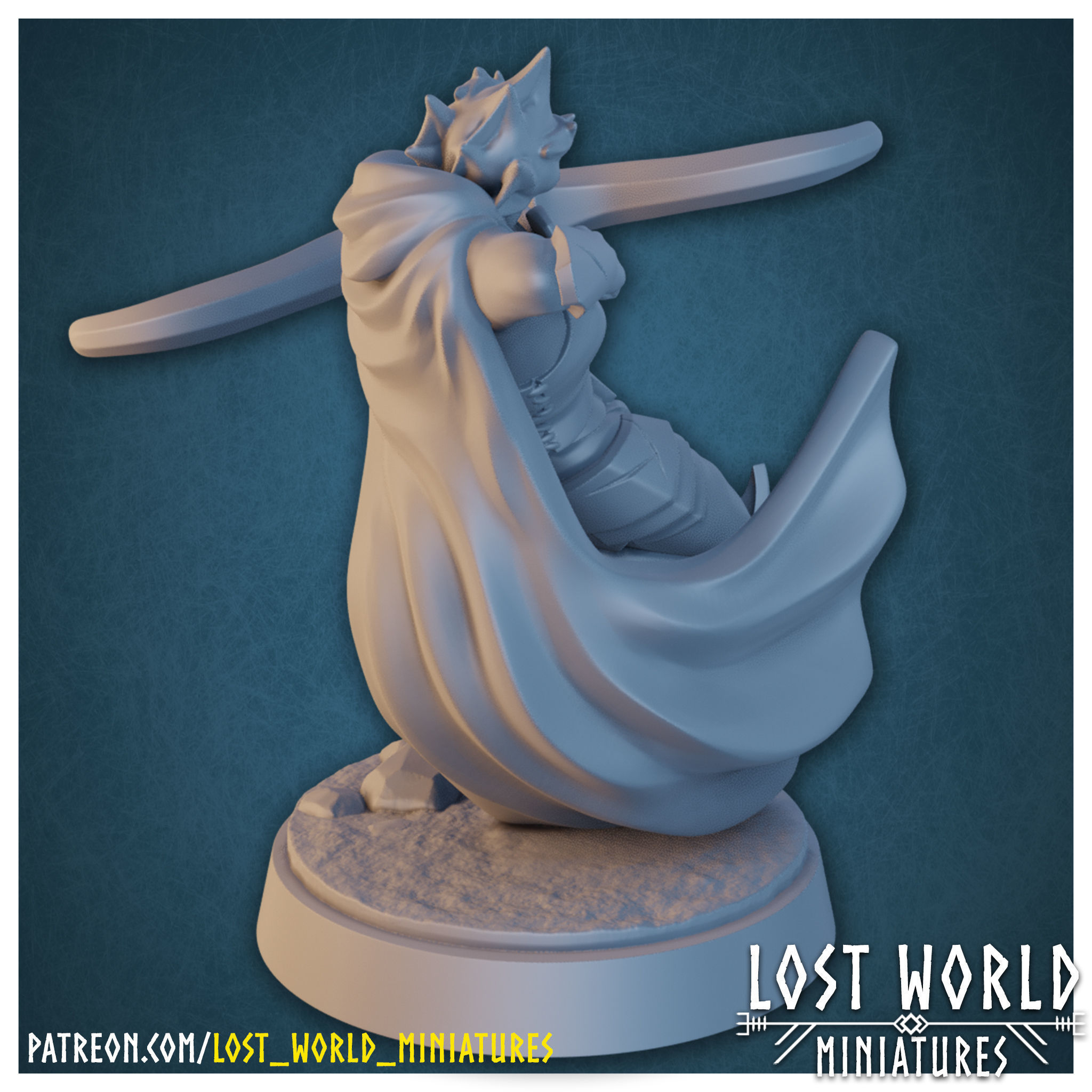 Dragonborn Archer Miniature Supported- 3D Printable - 3D print model_2