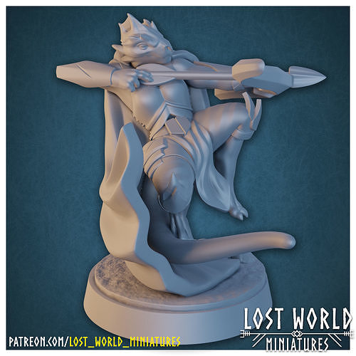 Dragonborn Archer Miniature Supported- 3D Printable - 3D print model