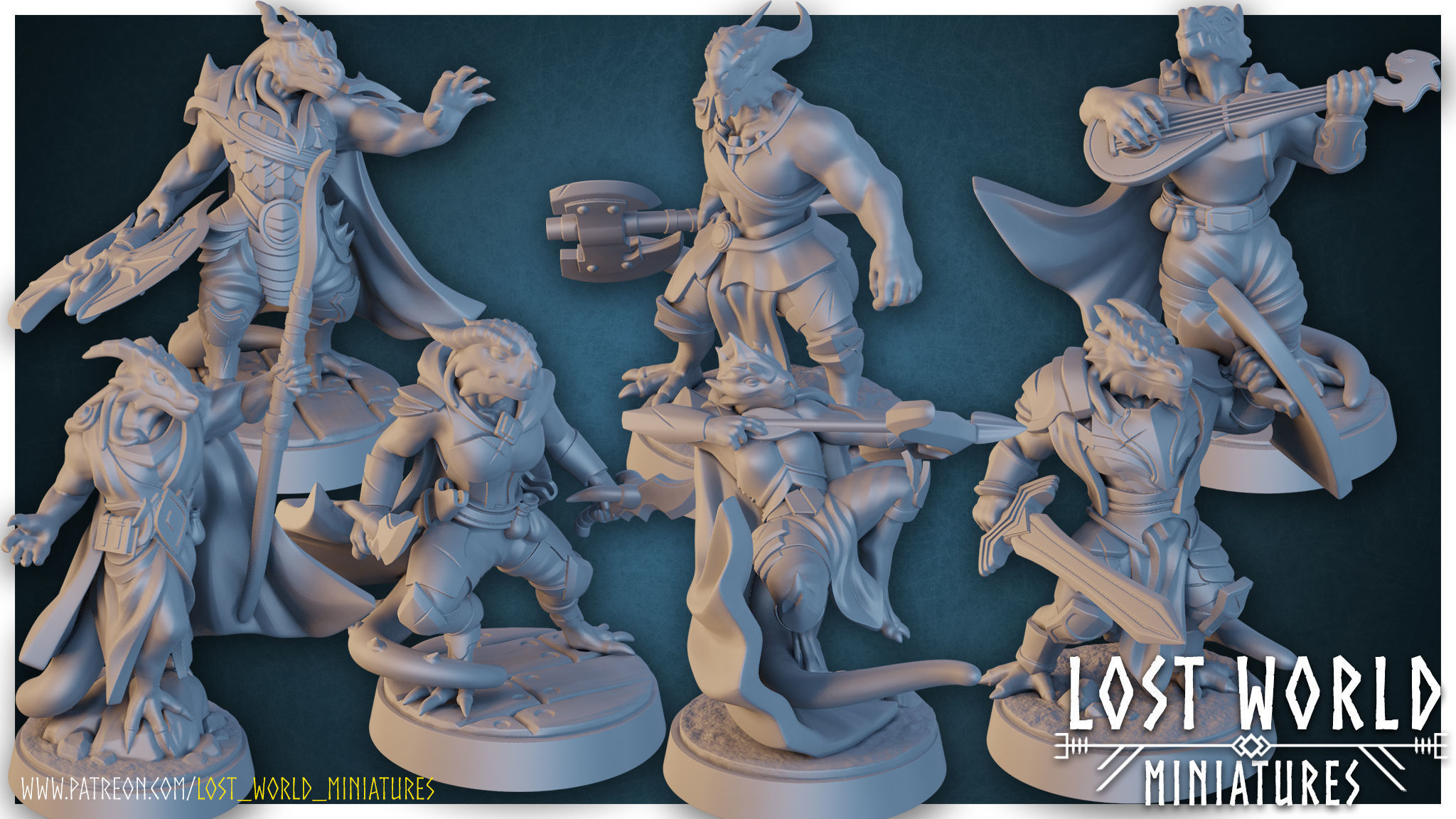 Dragonborn Rogue Miniature Supported- 3D Printable - 3D print model_3