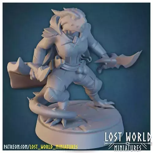 Dragonborn Rogue Miniature Supported- 3D Printable -