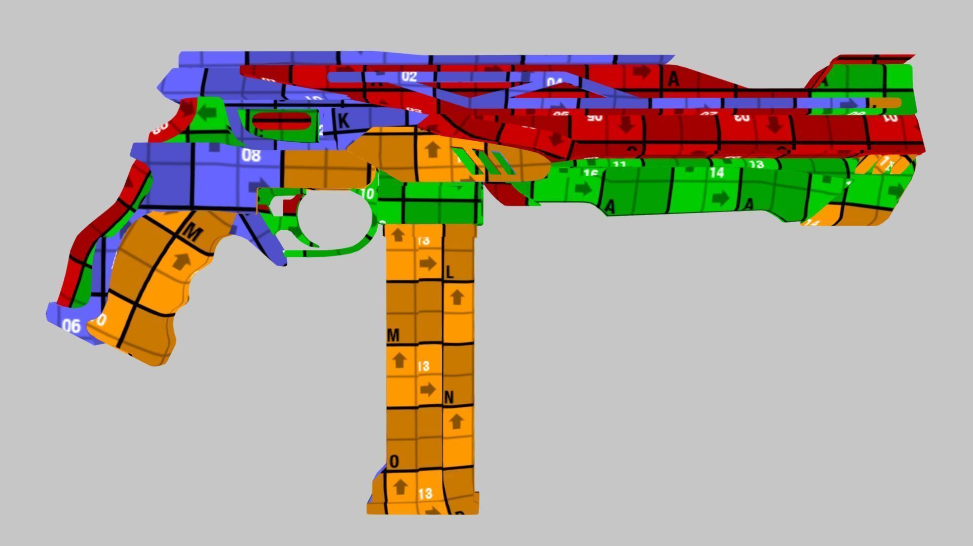 Cyberpunk Tactical Machine Pistol Low-poly 3D model_18