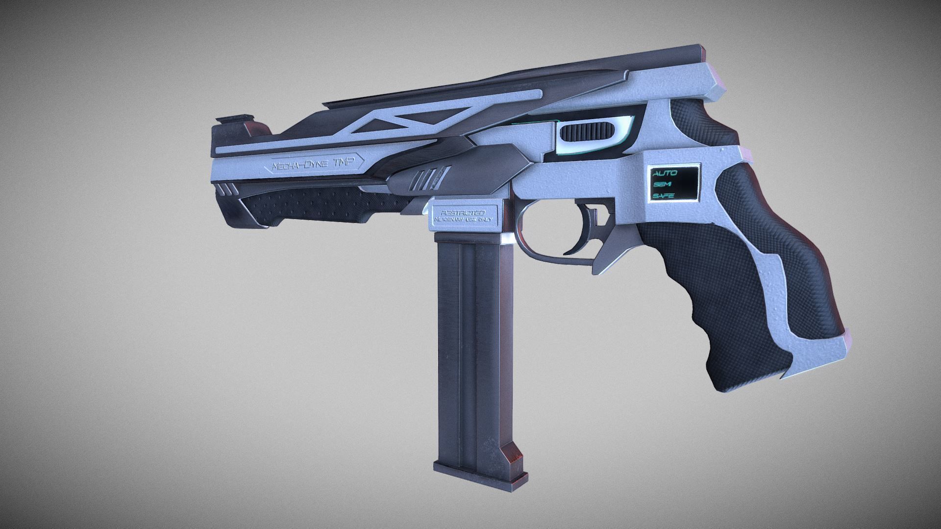 Cyberpunk Tactical Machine Pistol Low-poly 3D model_14