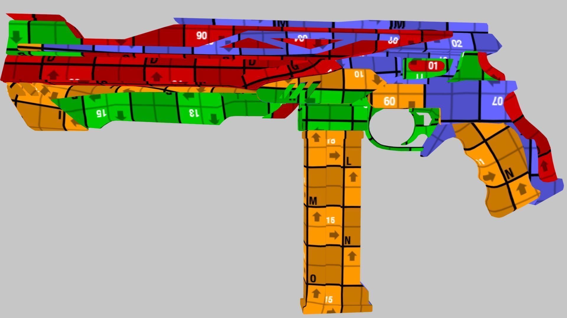 Cyberpunk Tactical Machine Pistol Low-poly 3D model_20