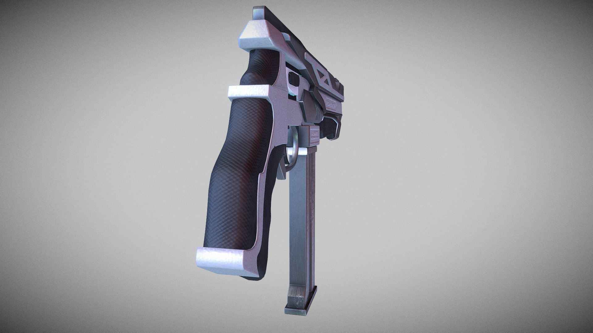 Cyberpunk Tactical Machine Pistol Low-poly 3D model_11