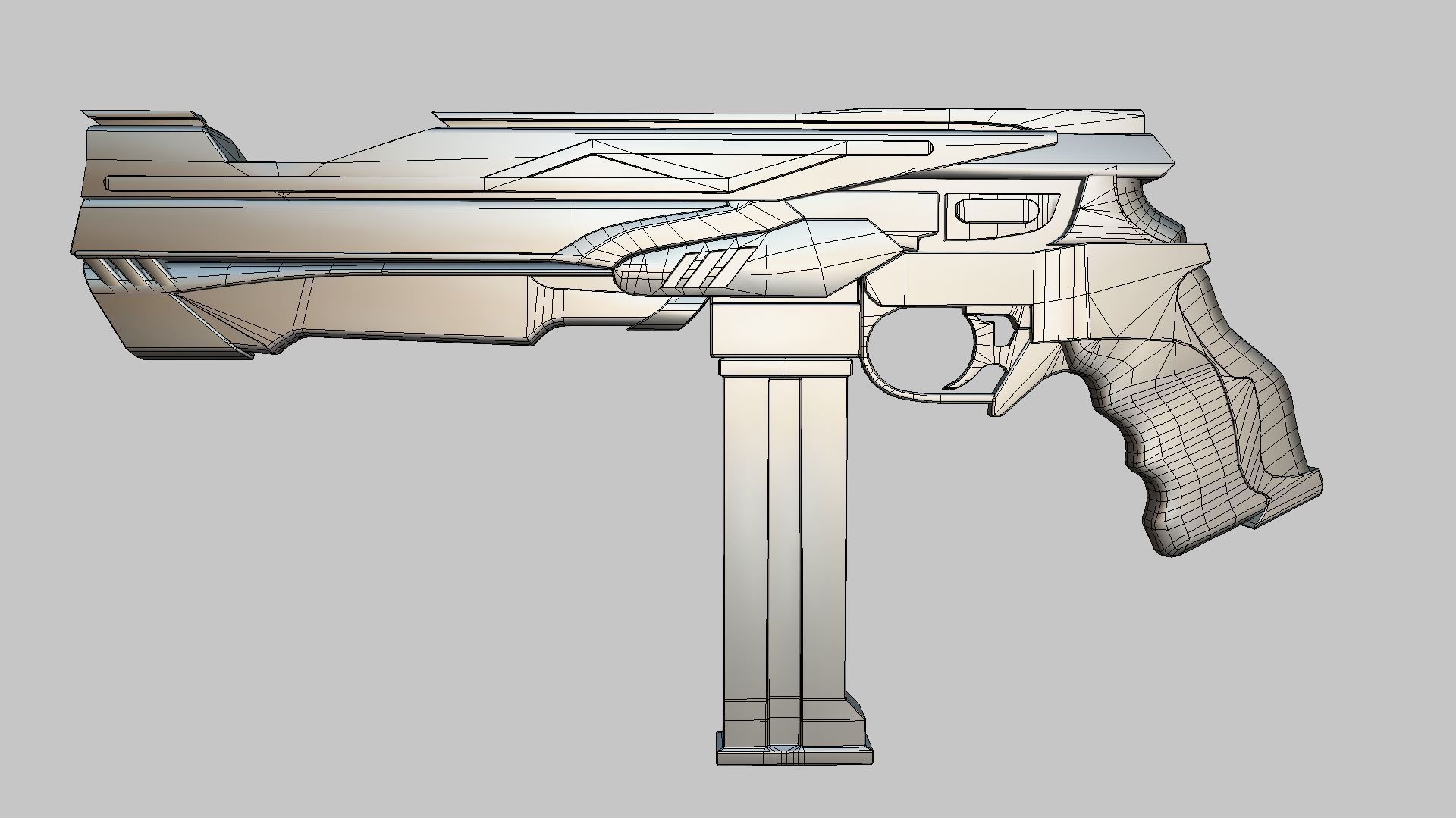 Cyberpunk Tactical Machine Pistol Low-poly 3D model_24