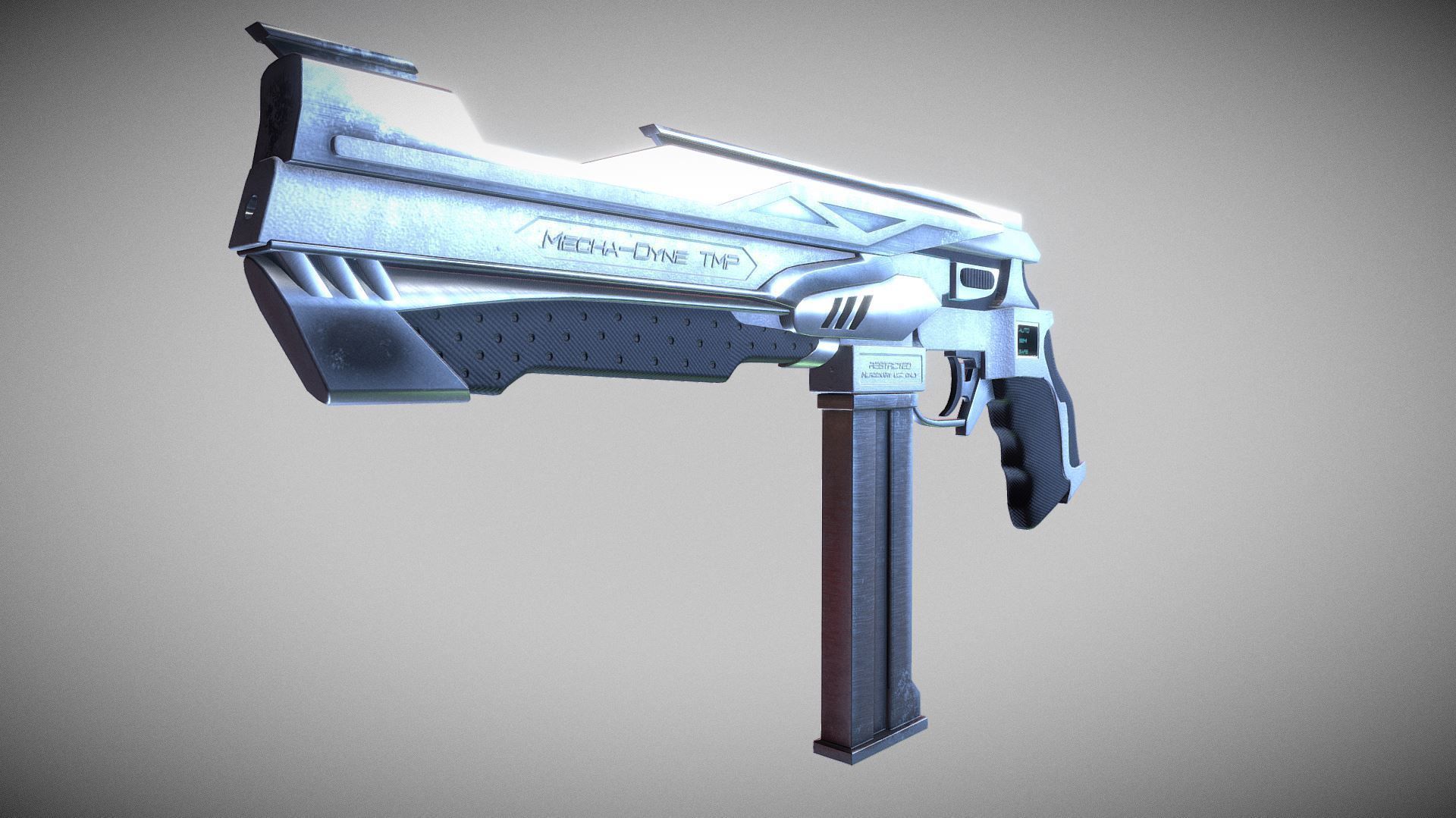 Cyberpunk Tactical Machine Pistol Low-poly 3D model_2