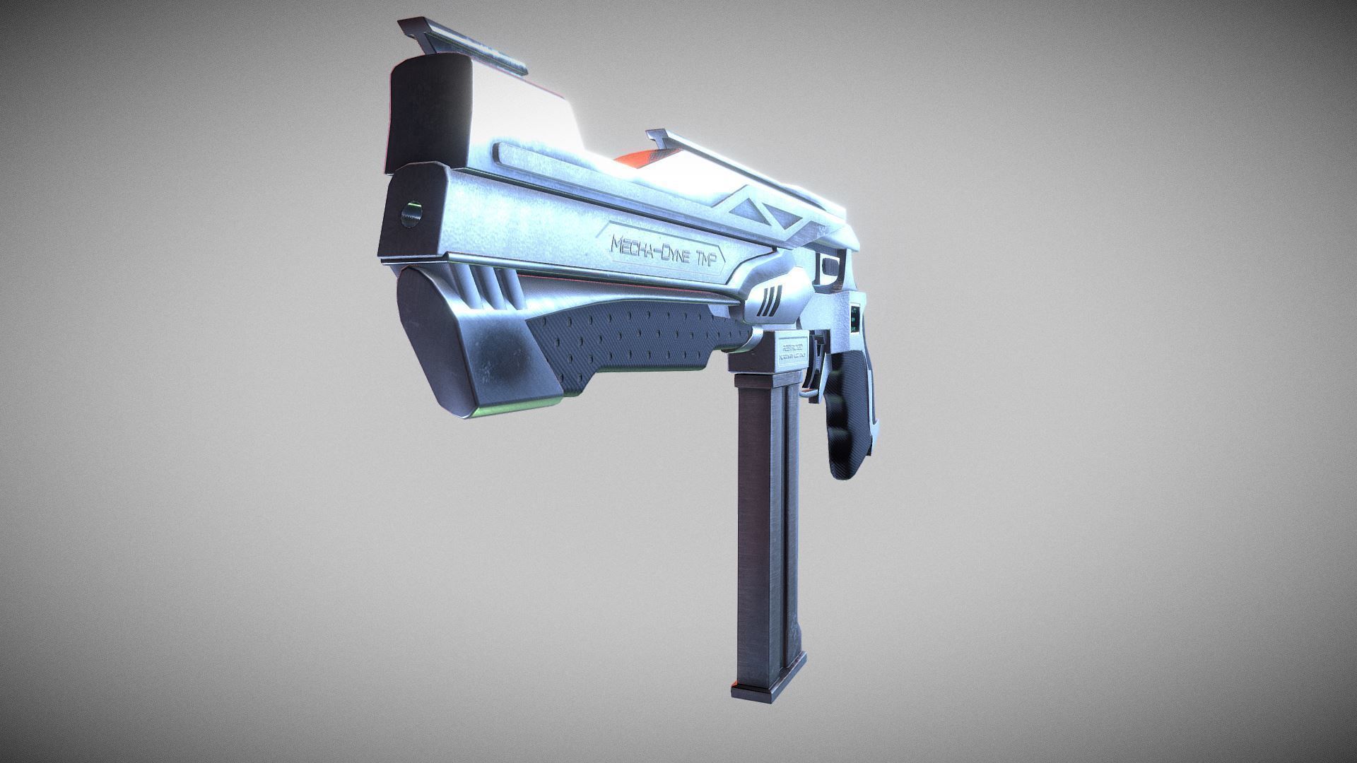 Cyberpunk Tactical Machine Pistol Low-poly 3D model_3