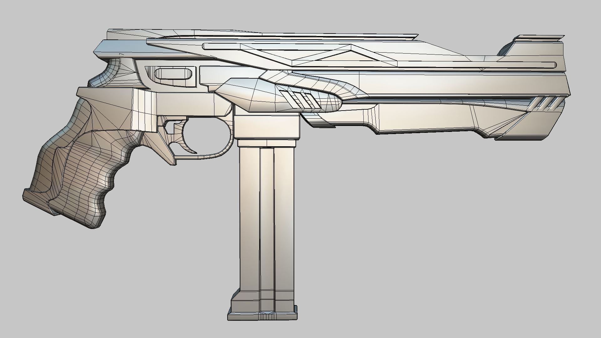 Cyberpunk Tactical Machine Pistol Low-poly 3D model_27