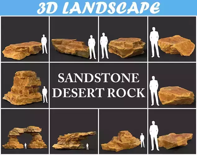 Low poly Yellow Sandstone Desert Pack 200209 Low-poly 3D model
